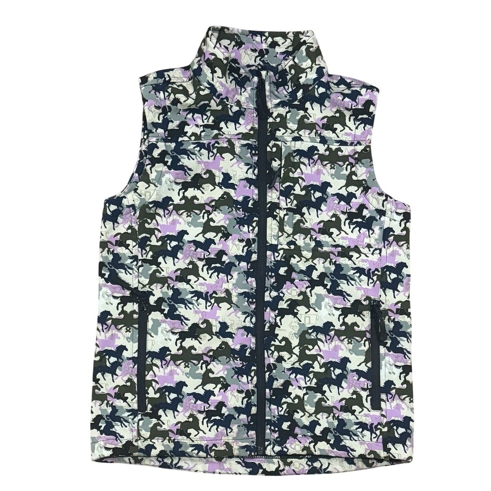 Cowgirl Legend Blue And Purple Horse Pattern Vest Size large Girls